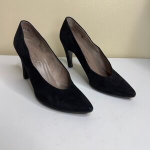 Charles Jourdan Paris Black Suede Leather Pointed Toe Stiletto Heels 6.5